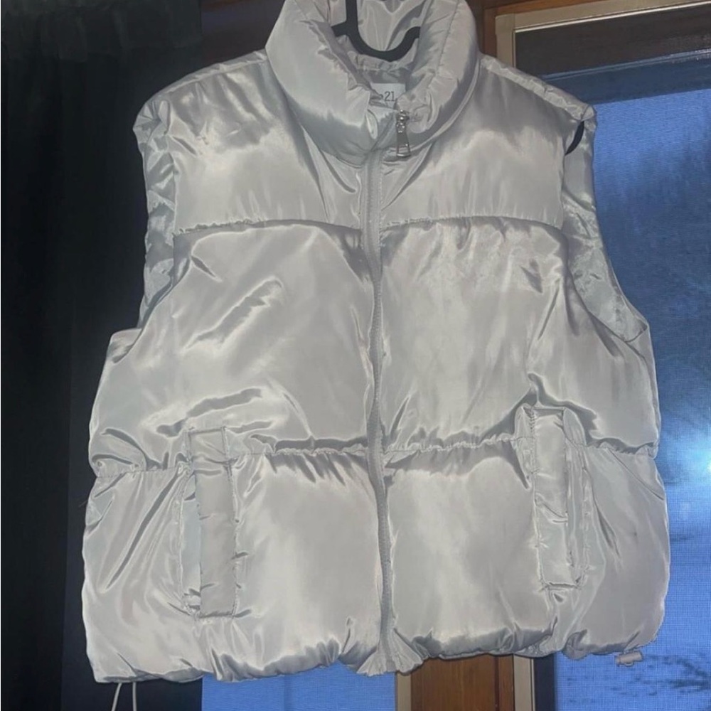 Forever 21 Silver Puffer Vest